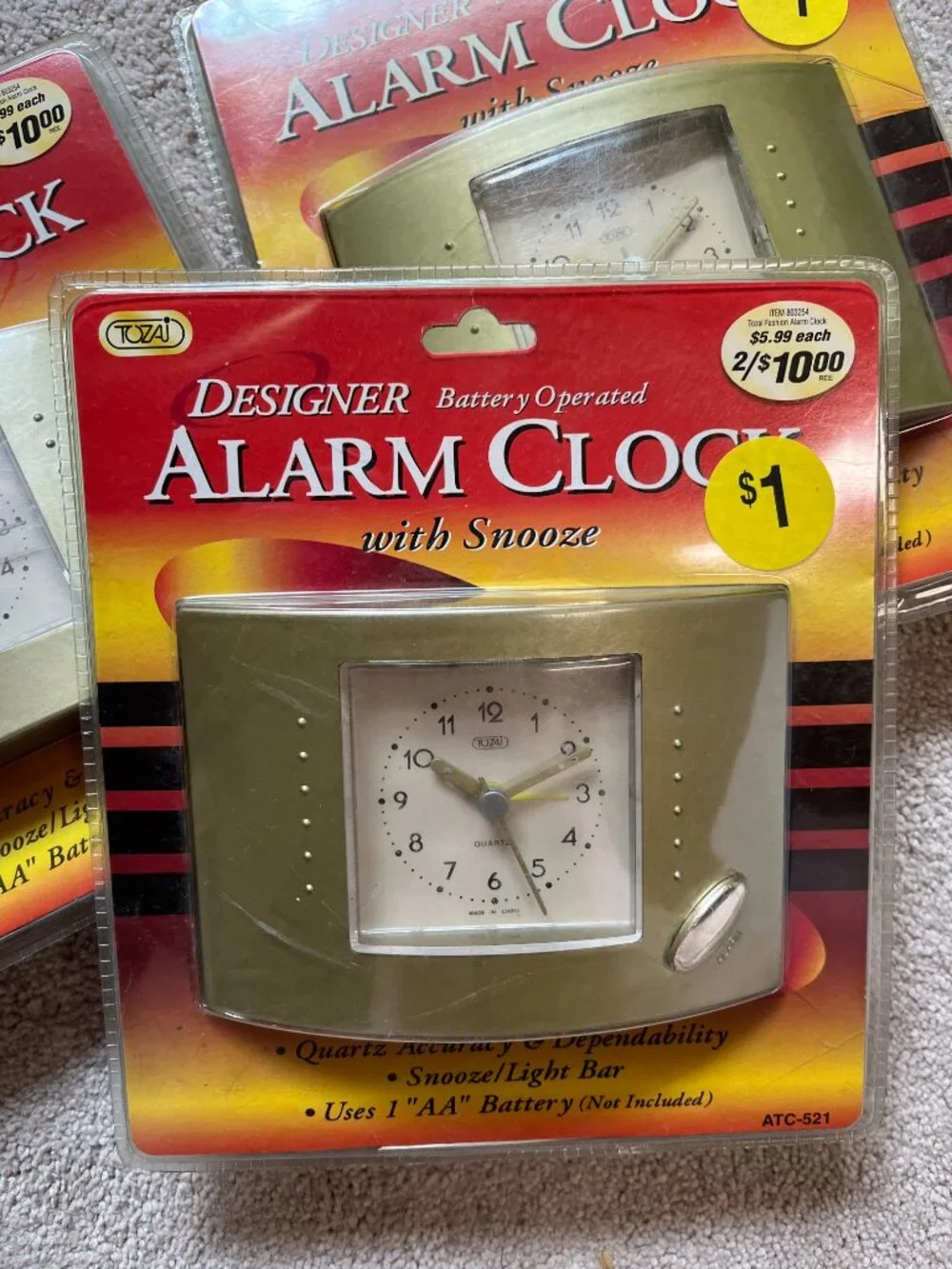 Vintage TOZAI Designer Battery Operated Alarm Clocks with Snooze - Lot of 3 (New